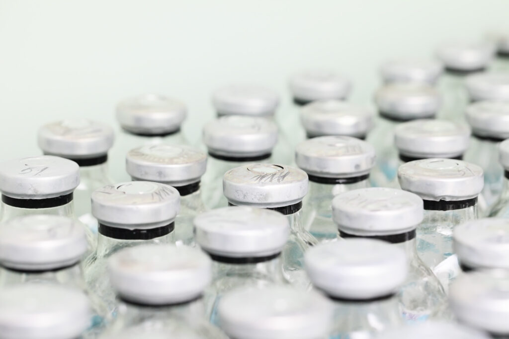 many bottles on the conveyor