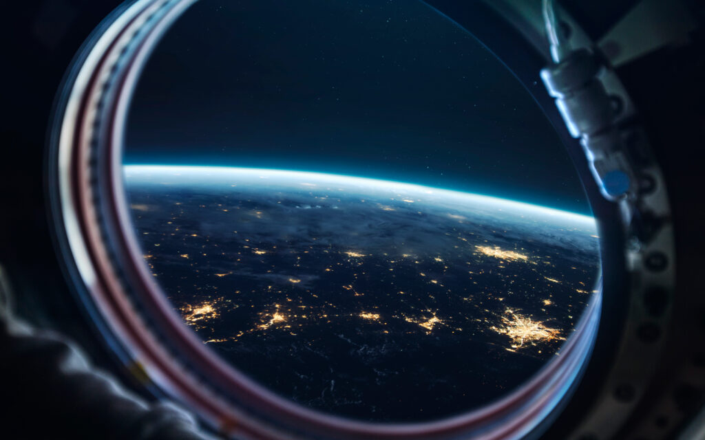 earth at night, city lights from orbit. elements of this image f